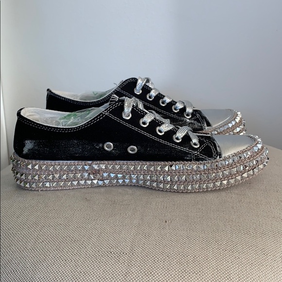 Scarpi’s Black/Silver Studded Sneakers - Picture 3 of 6